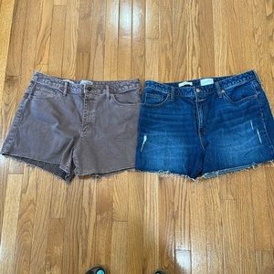 2 Pairs Universal Thread Denim Shorts-Size 14-Blue & Brown Denim - Vinta…